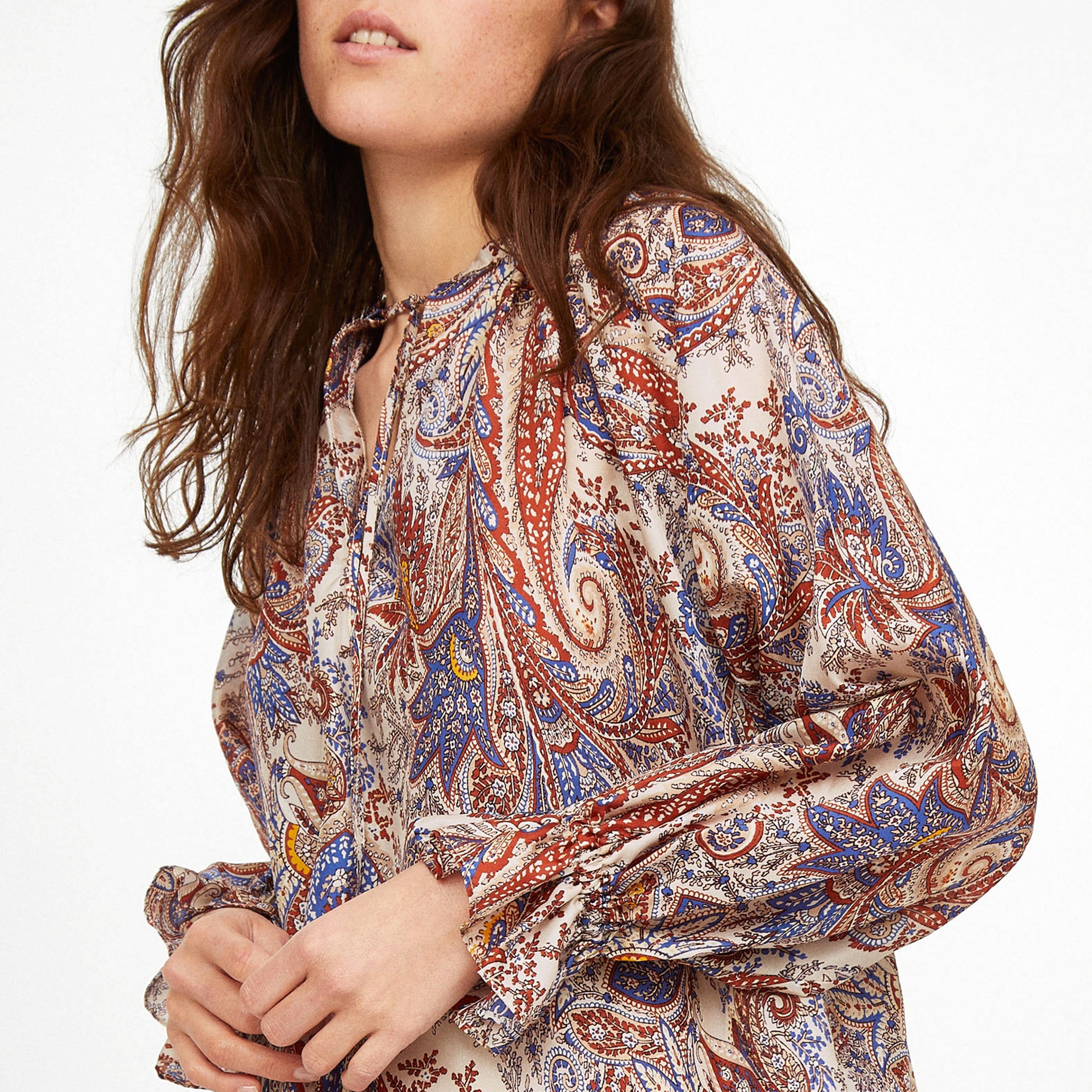 Ava Paisley DENIM Blouse