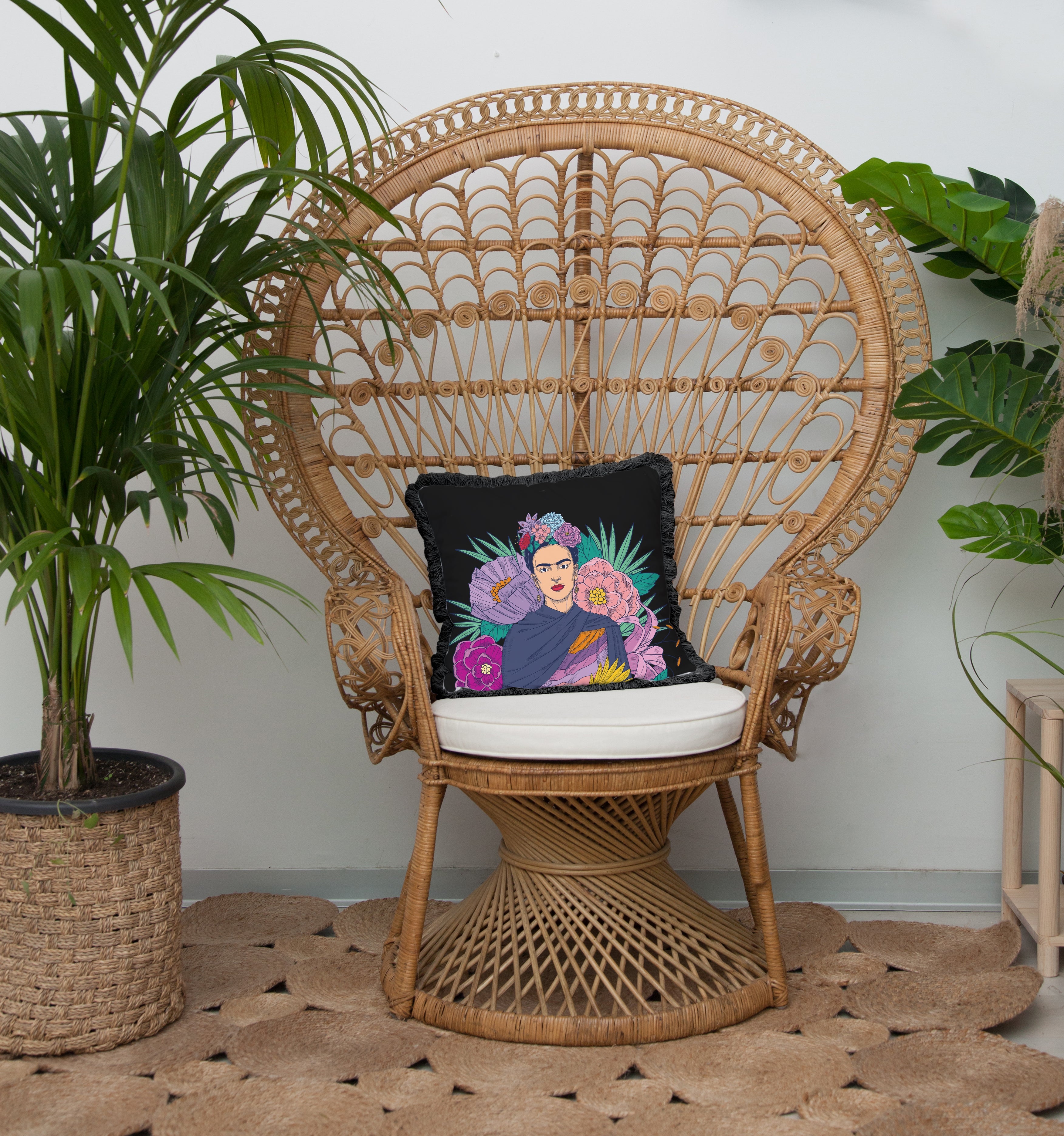 Fridas Bird fringed cushion - Multicolor