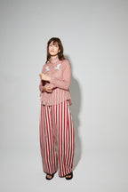 Chemise Iris Voile De Coton Rayures Rouges Fabriquée En Italie