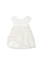 Two-Fabric Dress - Ecru and Gold - Baby Girl