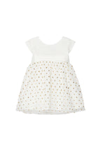 Two-Fabric Dress - Ecru and Gold - Baby Girl