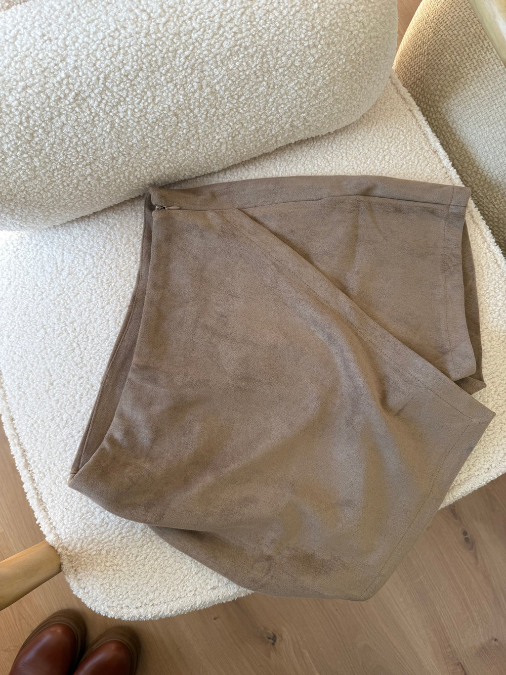 Selena Suede Short Skirt Taupe