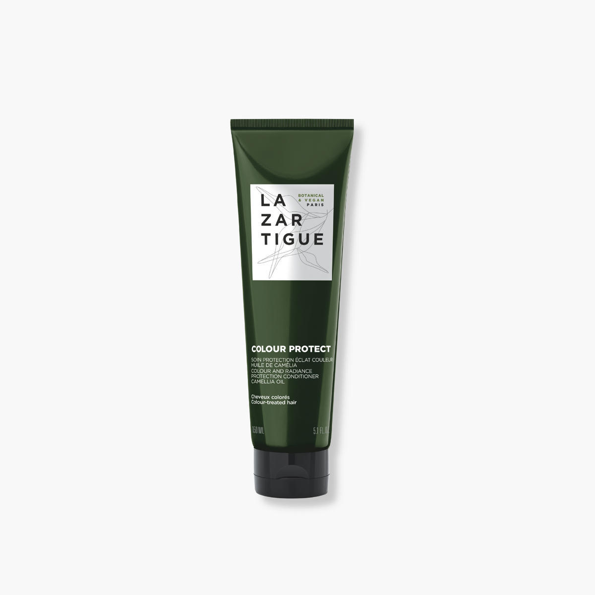 Lazartigue – Tratamiento Acondicionador Colour Protect (Tratamiento Protector Del Color y Brillo), tubo de tratamiento capilar verde oscuro con etiqueta blanca