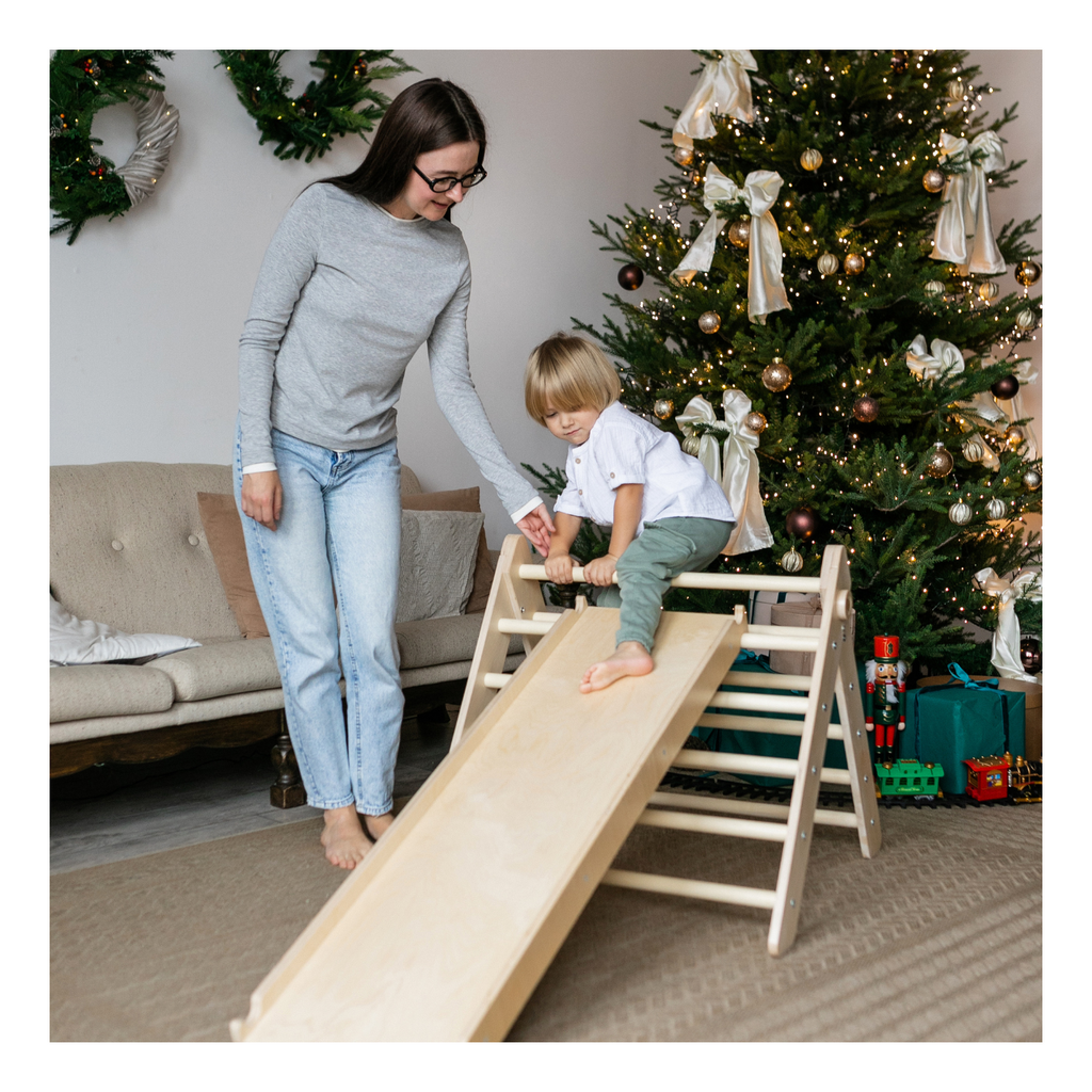 Pikler Triangle + Large Double-Sided Slide