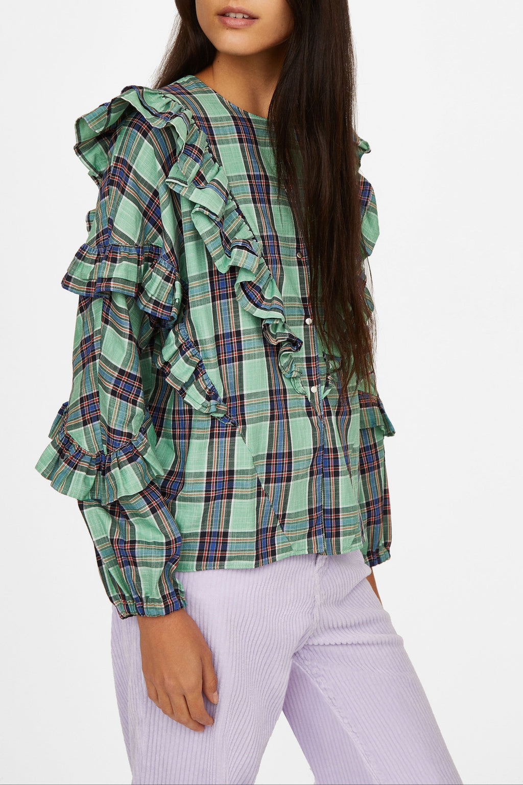 Milk Check - geometric AQUA Blouses