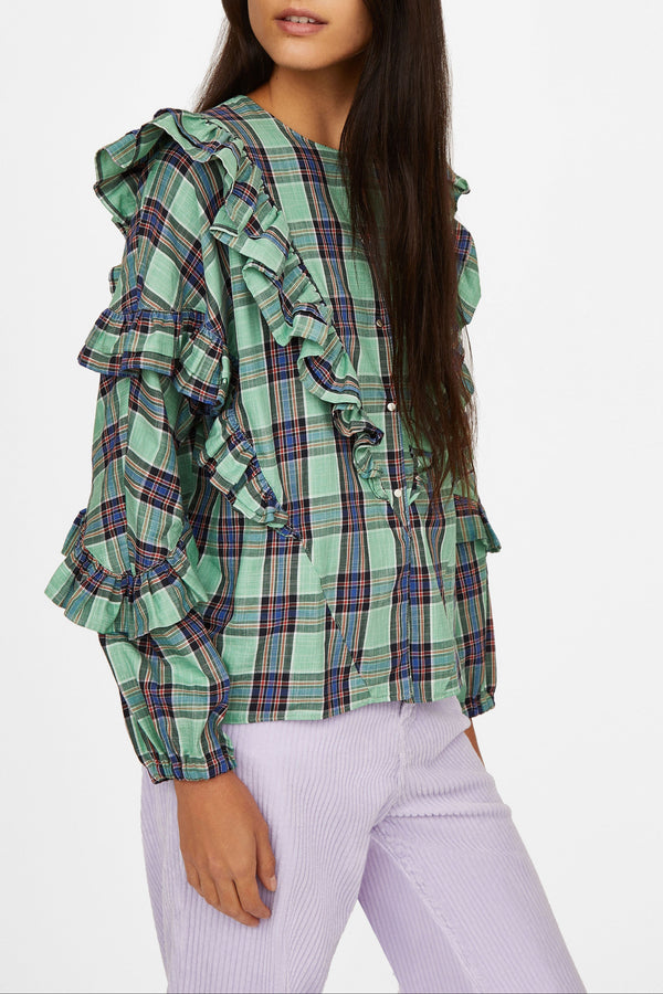 Blusas Milk Check - geométrico AQUA