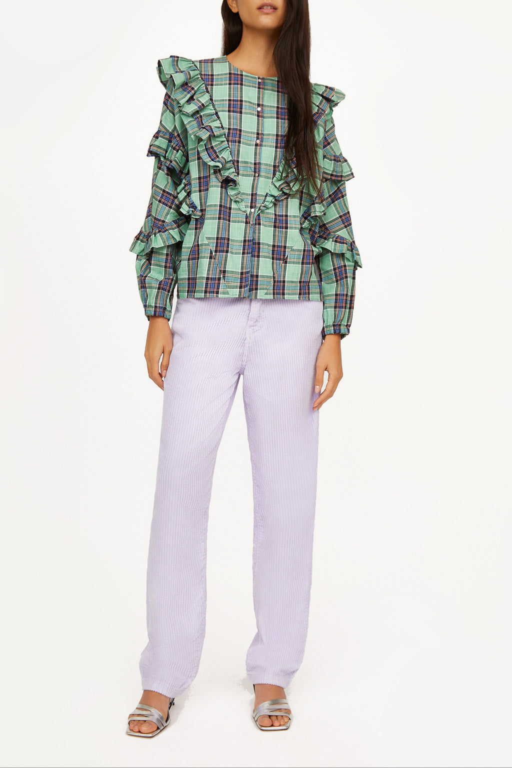 Milk Check - geometric AQUA Blouses