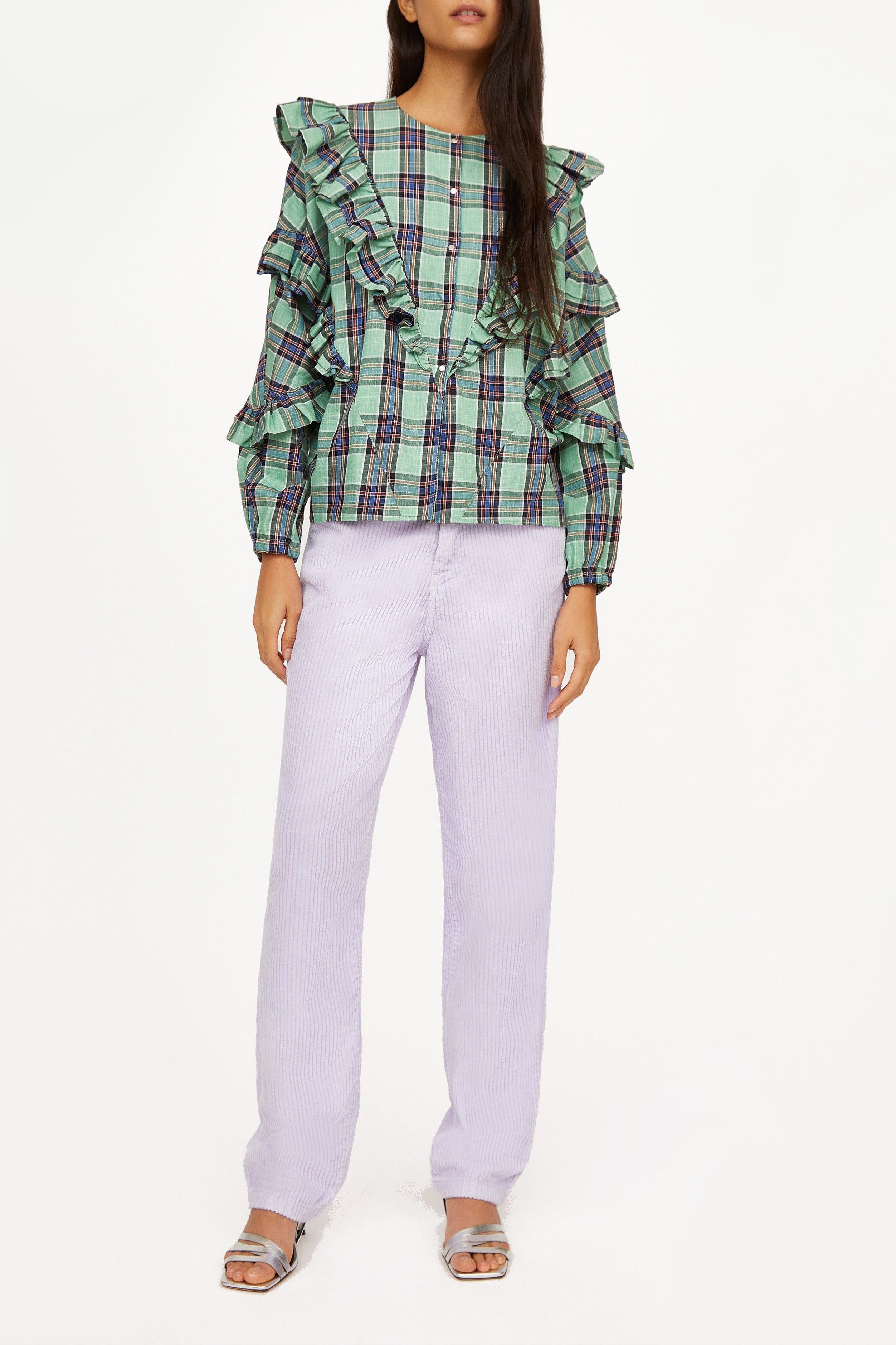 Milk Check - geometric AQUA Blouses