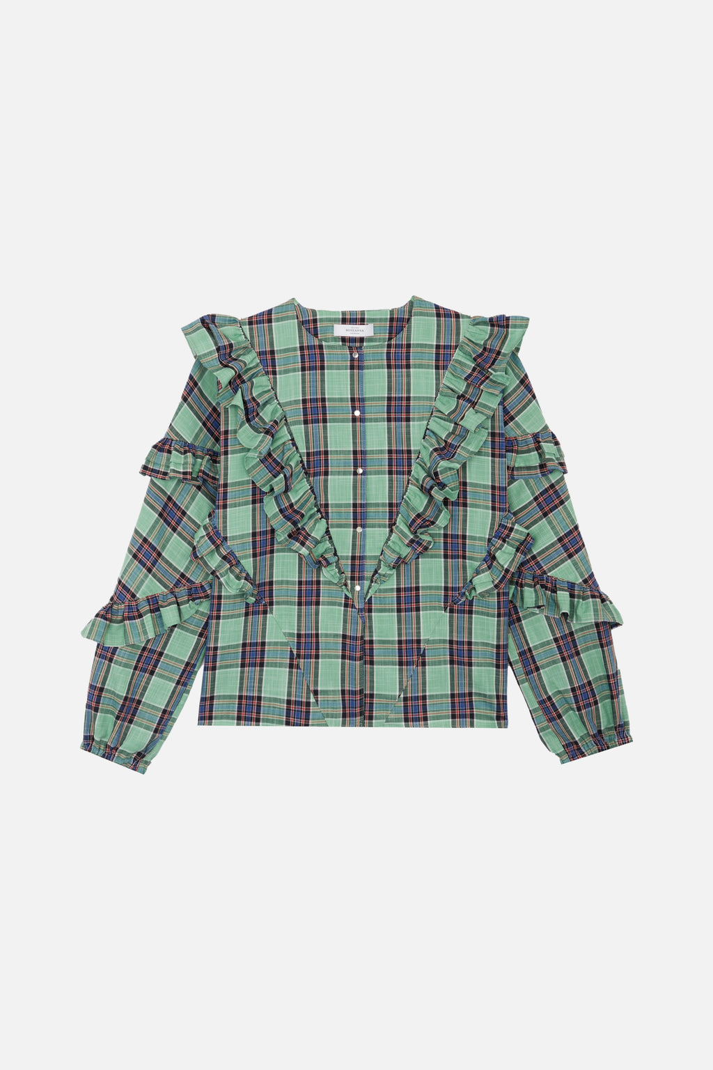 Milk Check - geometric AQUA Blouses