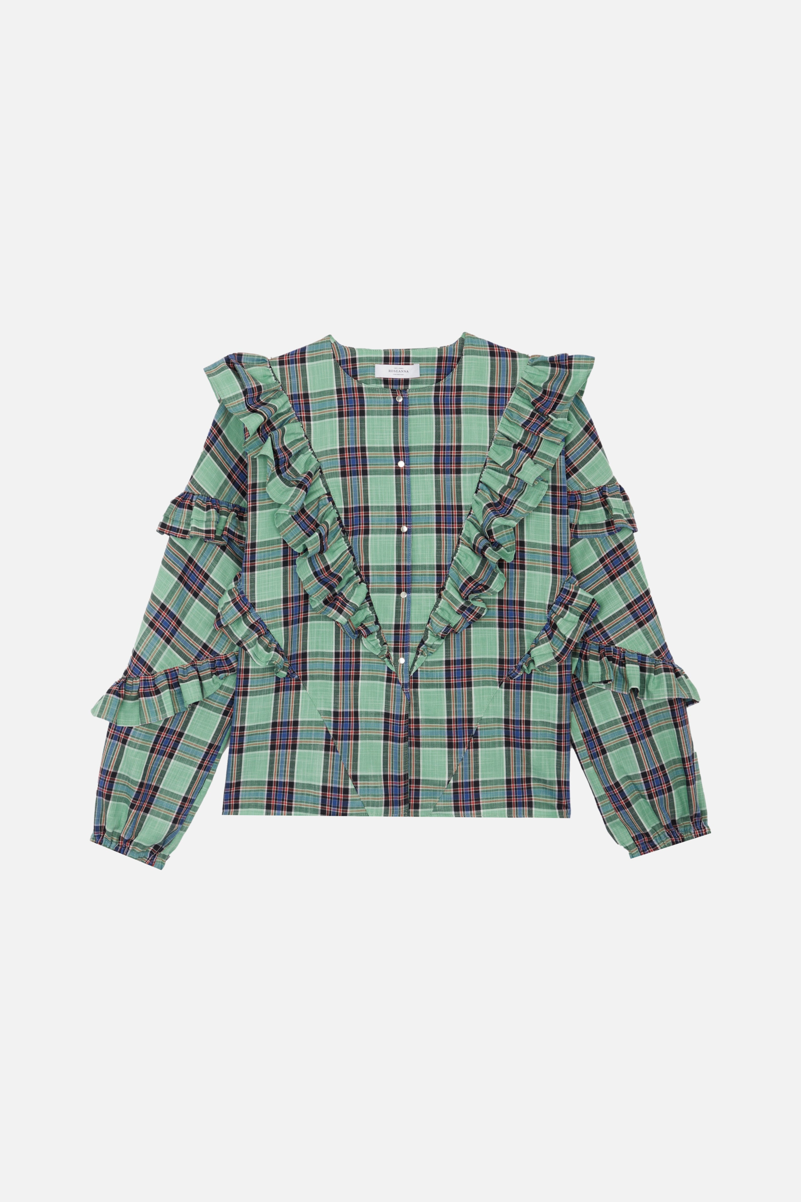 Milk Check - geometric AQUA Blouses