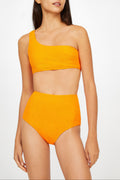 Lino Gaufre swimsuit top MANDARINE