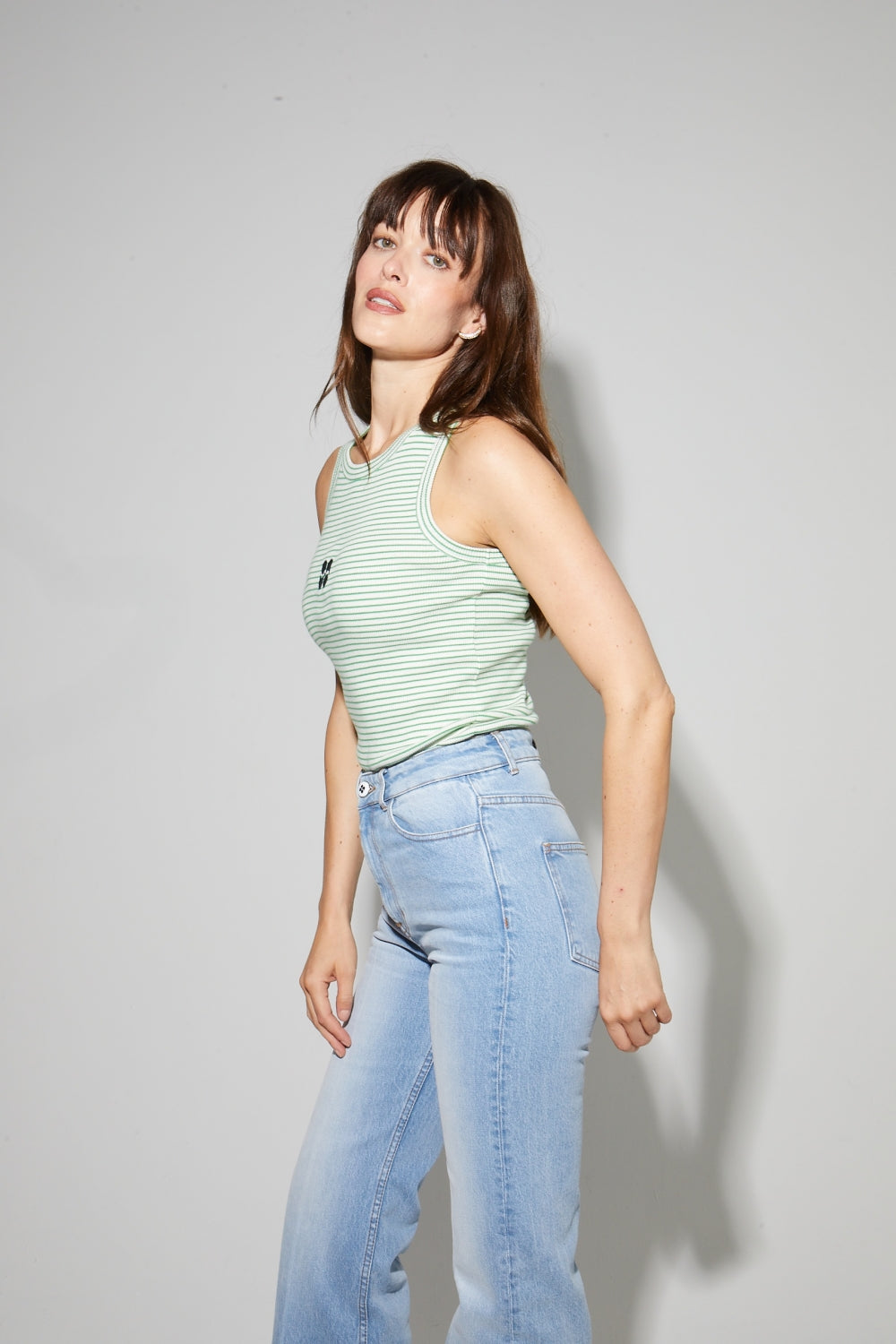 Top Théo A Righe Green Made In Portugal - Blu Marino