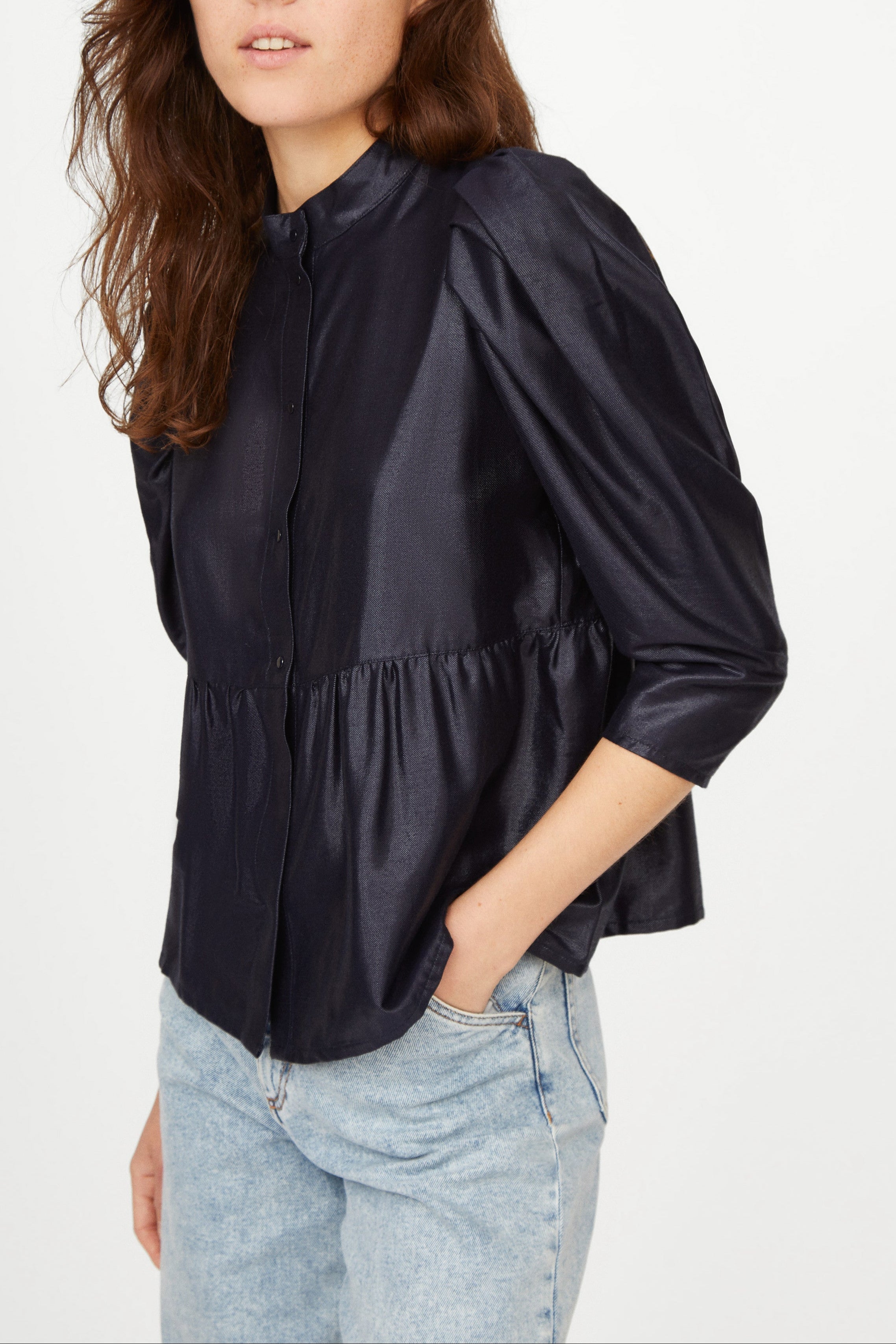 Away Lacquer Blouse NAVY