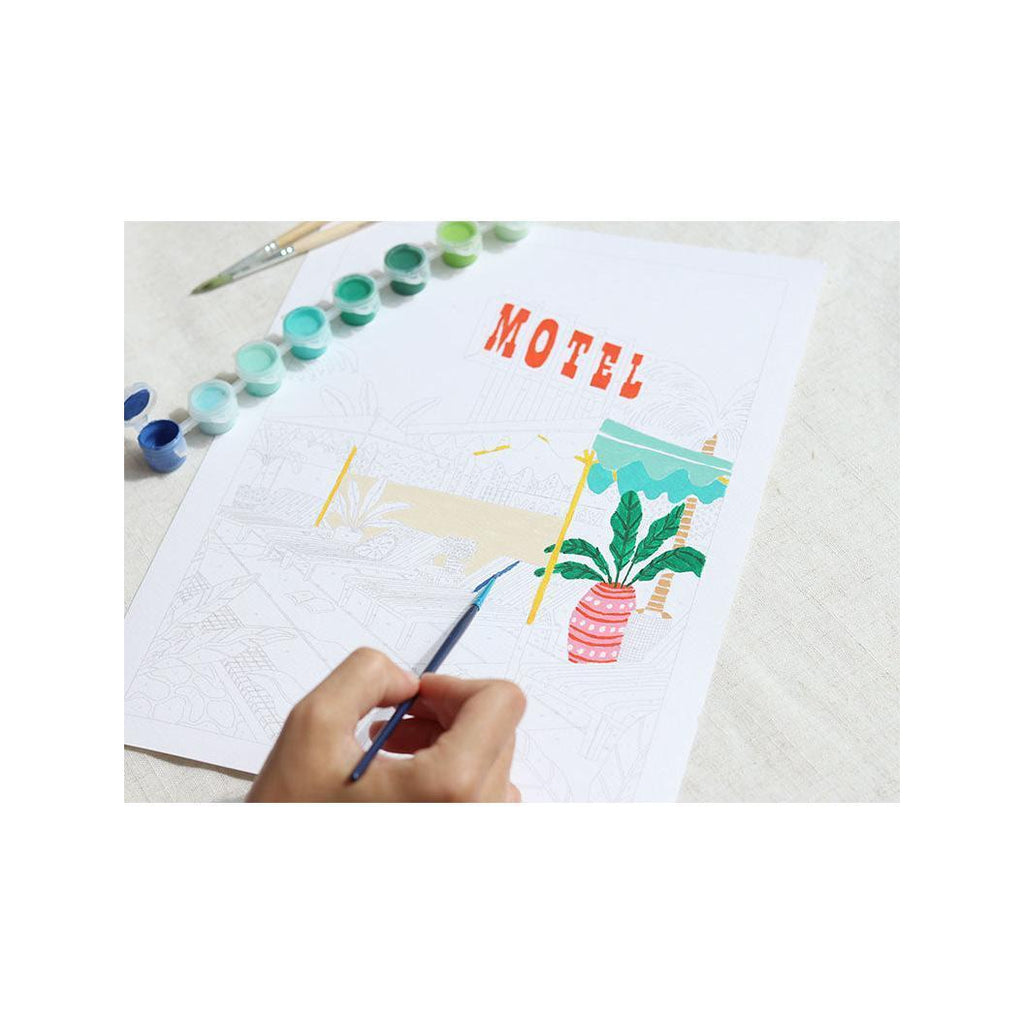 Coffret Peinture Au Numéro - Petit Pinceau - The Motel Pool Par Jessica Smith