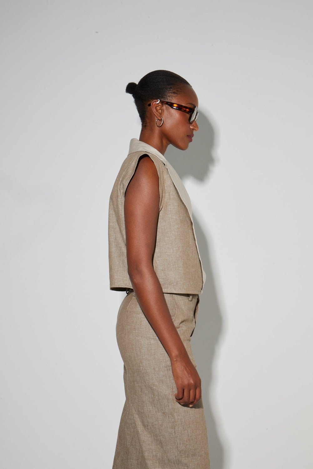 Veste Jade Sm En Lin Bicolore Brown Fabriquée En Italie - Marron