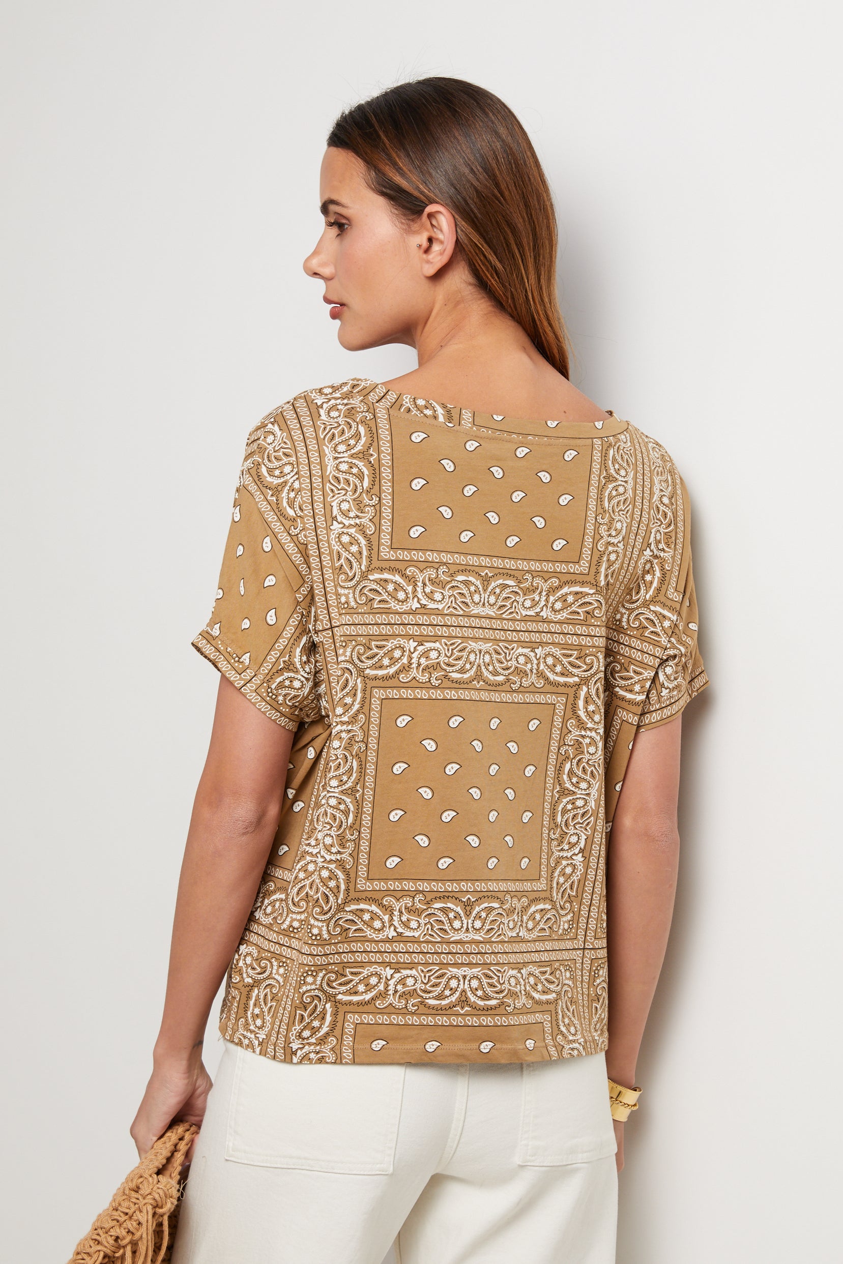 Camiseta Bandana - Camel - Mujer