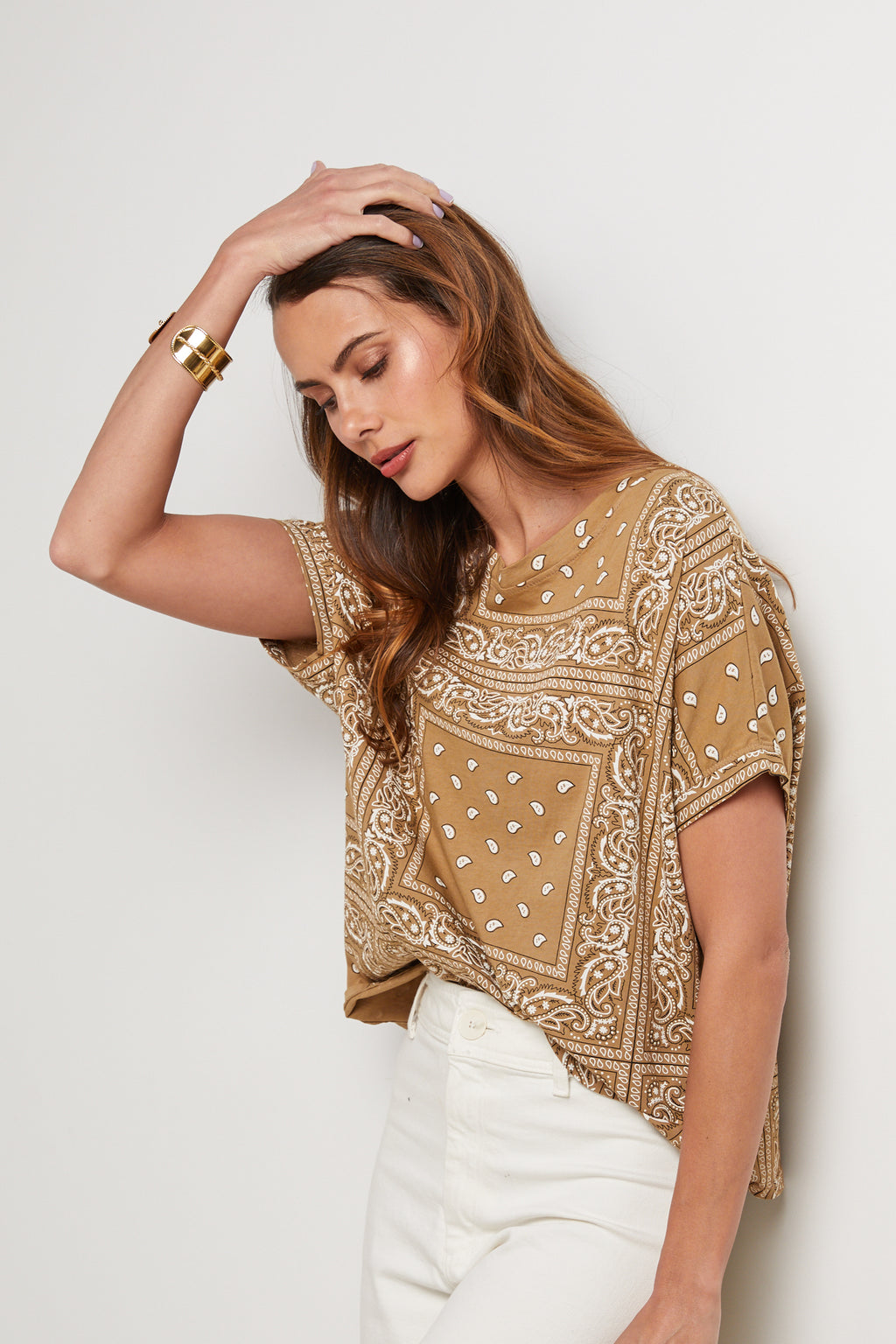 Camiseta Bandana - Camel - Mujer