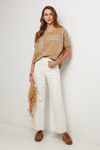 Camiseta Bandana - Camel - Mujer