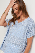T-Shirt Bandana - Ciel - Femme