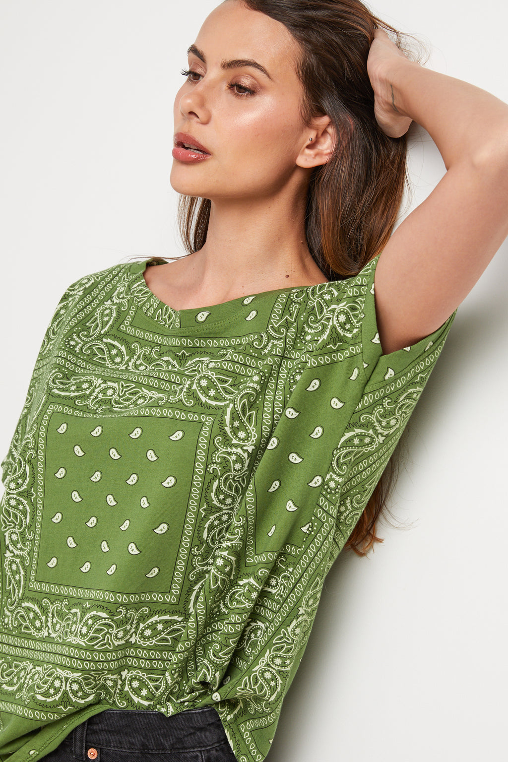 T-Shirt Bandana - Vert - Femme