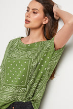 T-Shirt Bandana - Vert - Femme