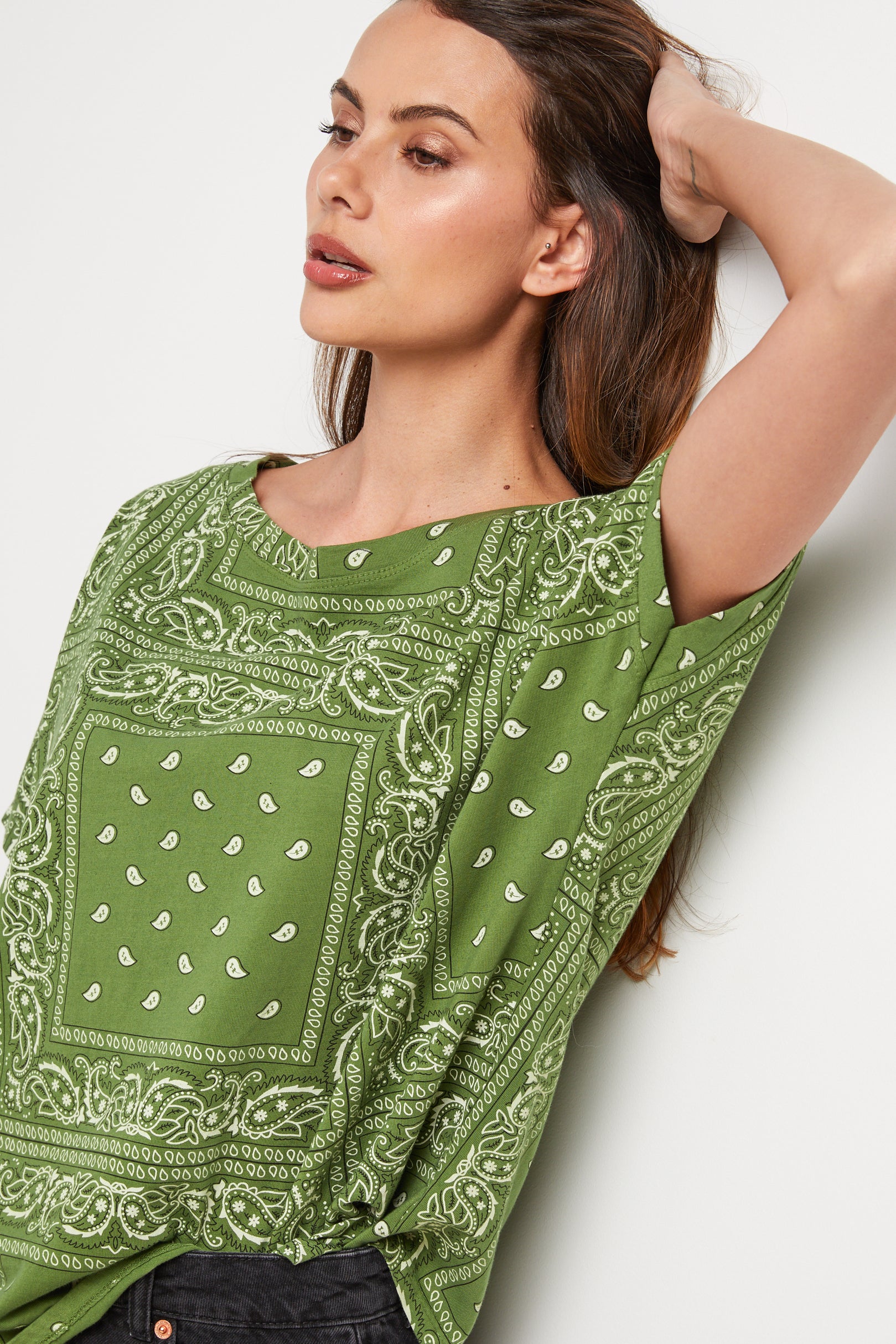 T-Shirt Bandana - Vert - Femme