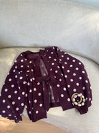 Pull à pois en laine Zélie bordeaux