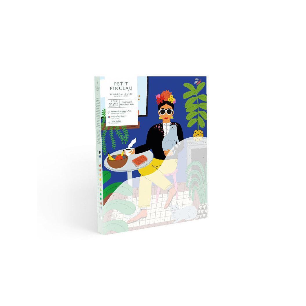 Coffret Peinture Au Numéro - Petit Pinceau - La Fille Aux Chats Par Guillaume Denaudhome