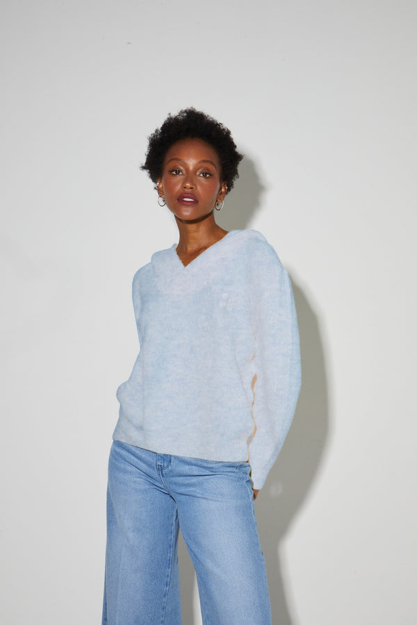 Nola Alpaca Light Blue Sweatshirt Made In Italy