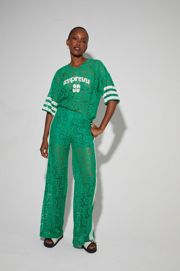 Pantalones universitarios con estampado verde Charlie Lace