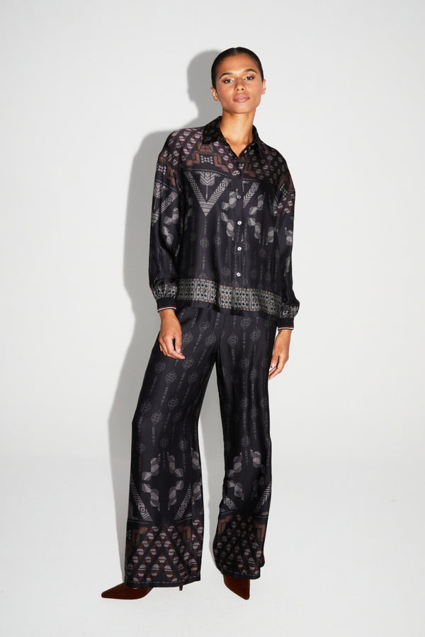 Eagle Print Trousers Made In Italy