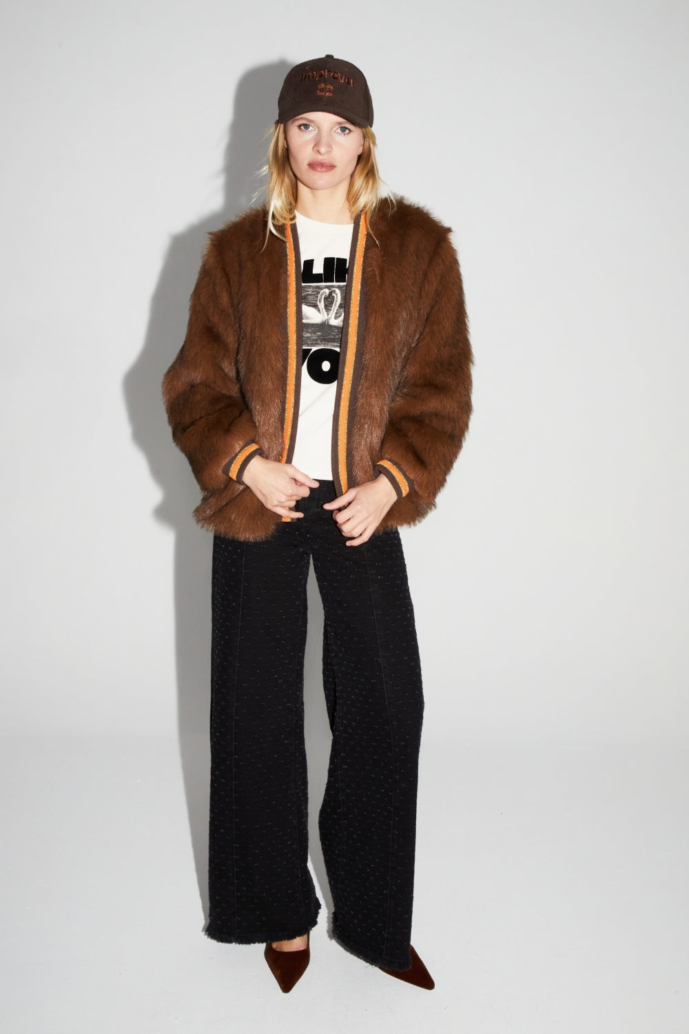 Nova Chocolate Faux Fur Jacket Made in Italy