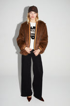 Nova Chocolate Faux Fur Jacket Made in Italy