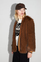 Nova Chocolate Faux Fur Jacket Made in Italy