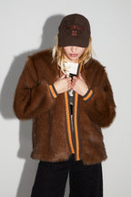 Nova Chocolate Faux Fur Jacket Made in Italy