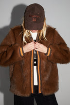Nova Chocolate Faux Fur Jacket Made in Italy