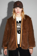 Nova Chocolate Faux Fur Jacket Made in Italy