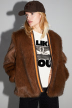 Nova Chocolate Faux Fur Jacket Made in Italy