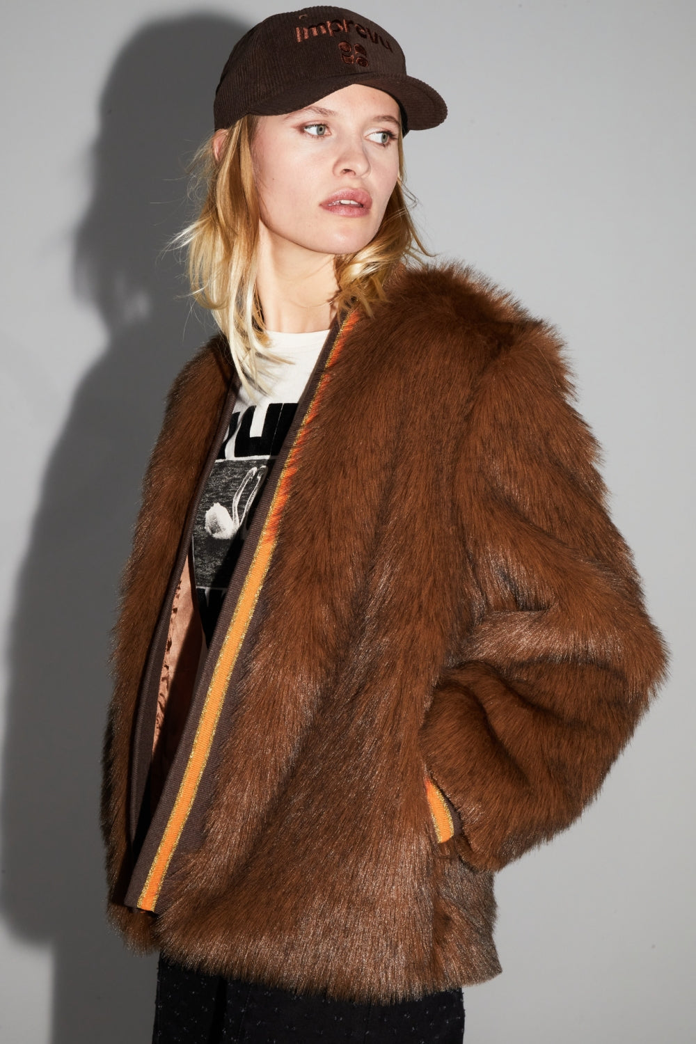 Nova Chocolate Faux Fur Jacket Made in Italy