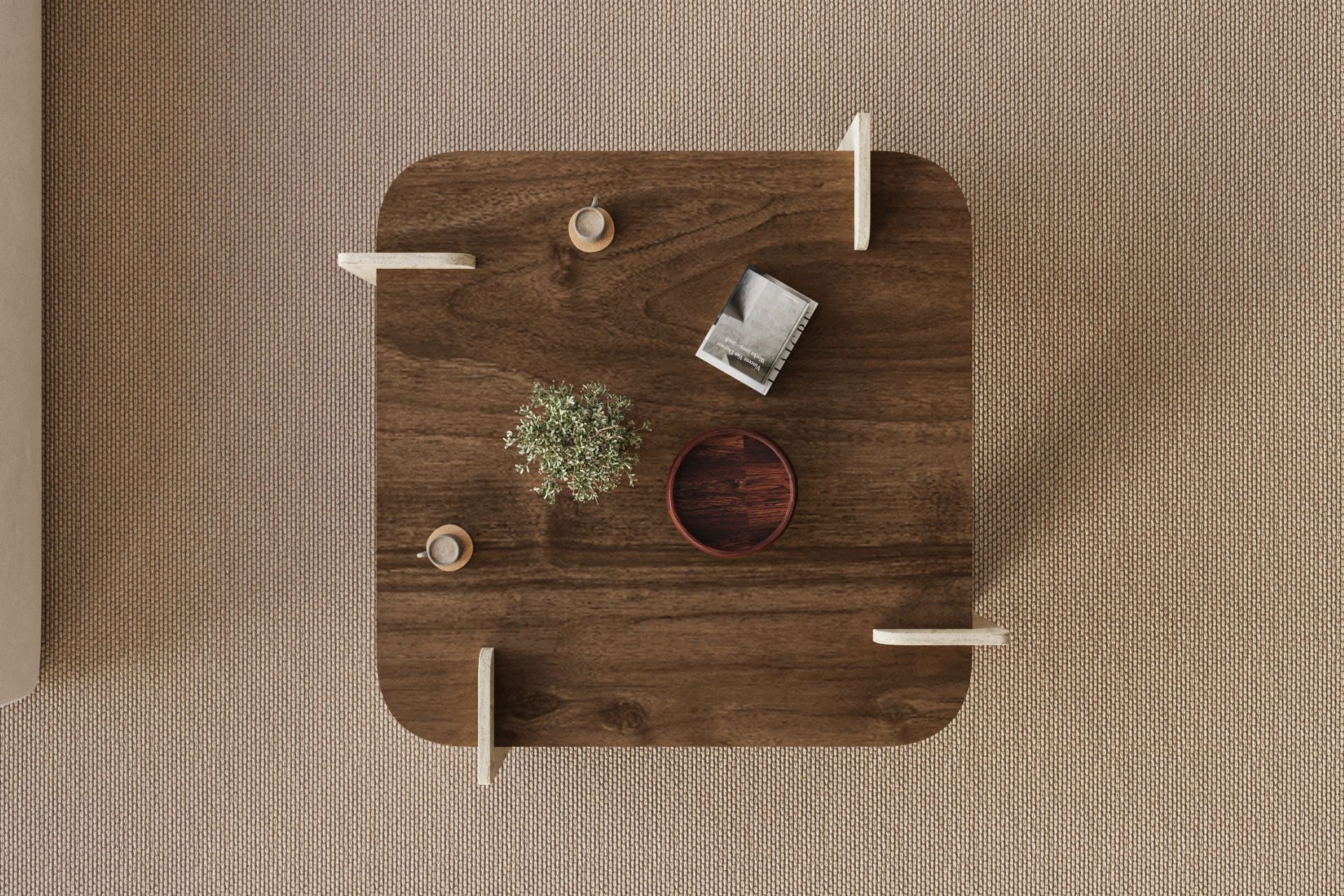 Afrolli - Table Basse - Walnut/Travertine