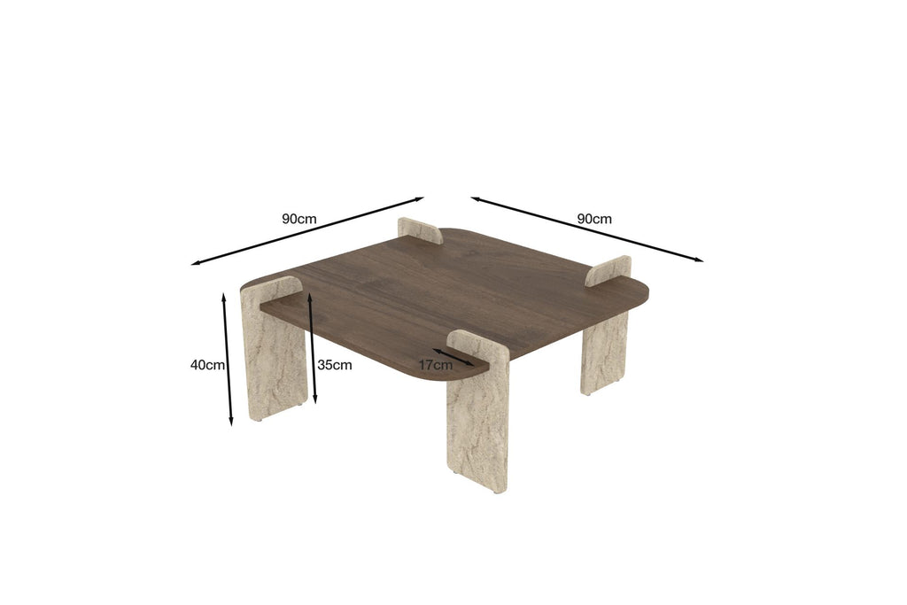 Afrolli - Table Basse - Walnut/Travertine