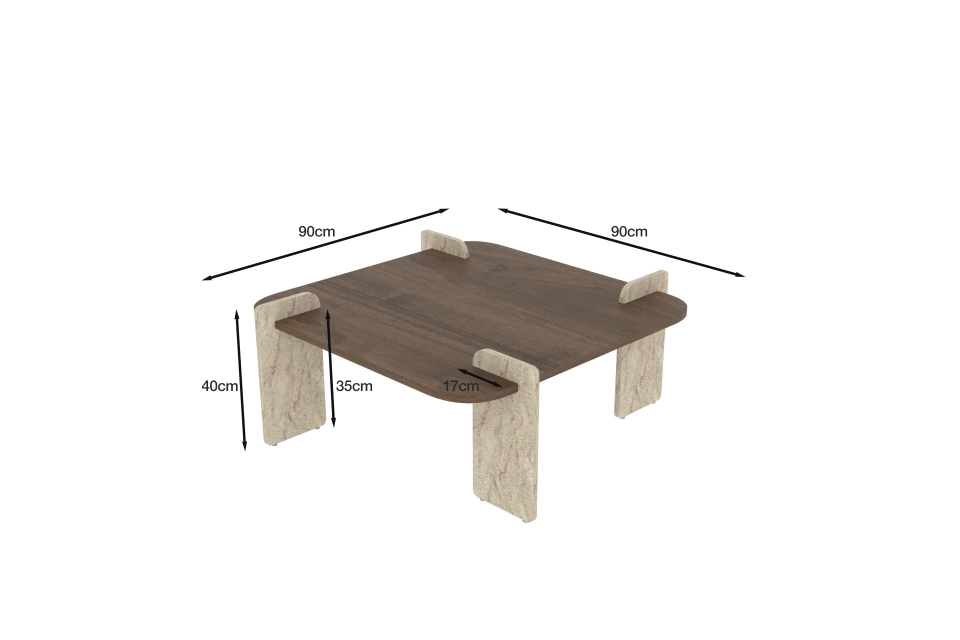 Afrolli - Table Basse - Walnut/Travertine
