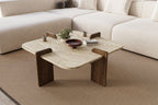 Poalla - Table Basse - Travertine/Walnut