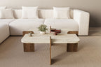 Poalla - Table Basse - Travertine/Walnut