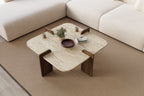 Poalla - Table Basse - Travertine/Walnut