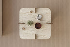 Poalla - Table Basse - Travertine/Walnut