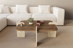 Poalla - Coffee Table - Walnut/Travertine
