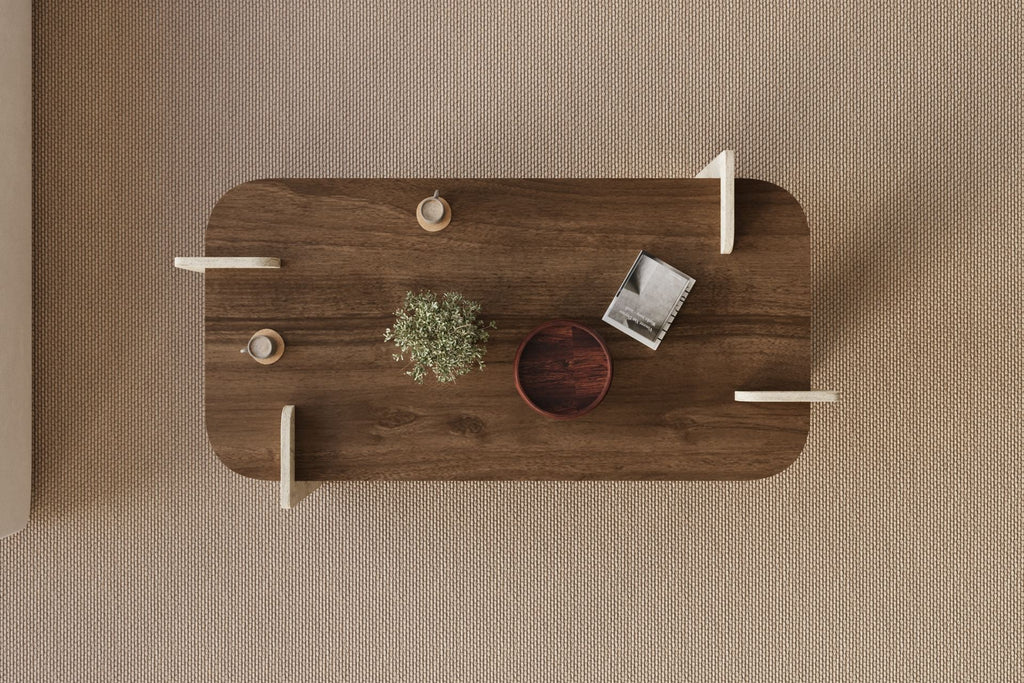 Leapiri - Table Basse - Walnut/Travertine