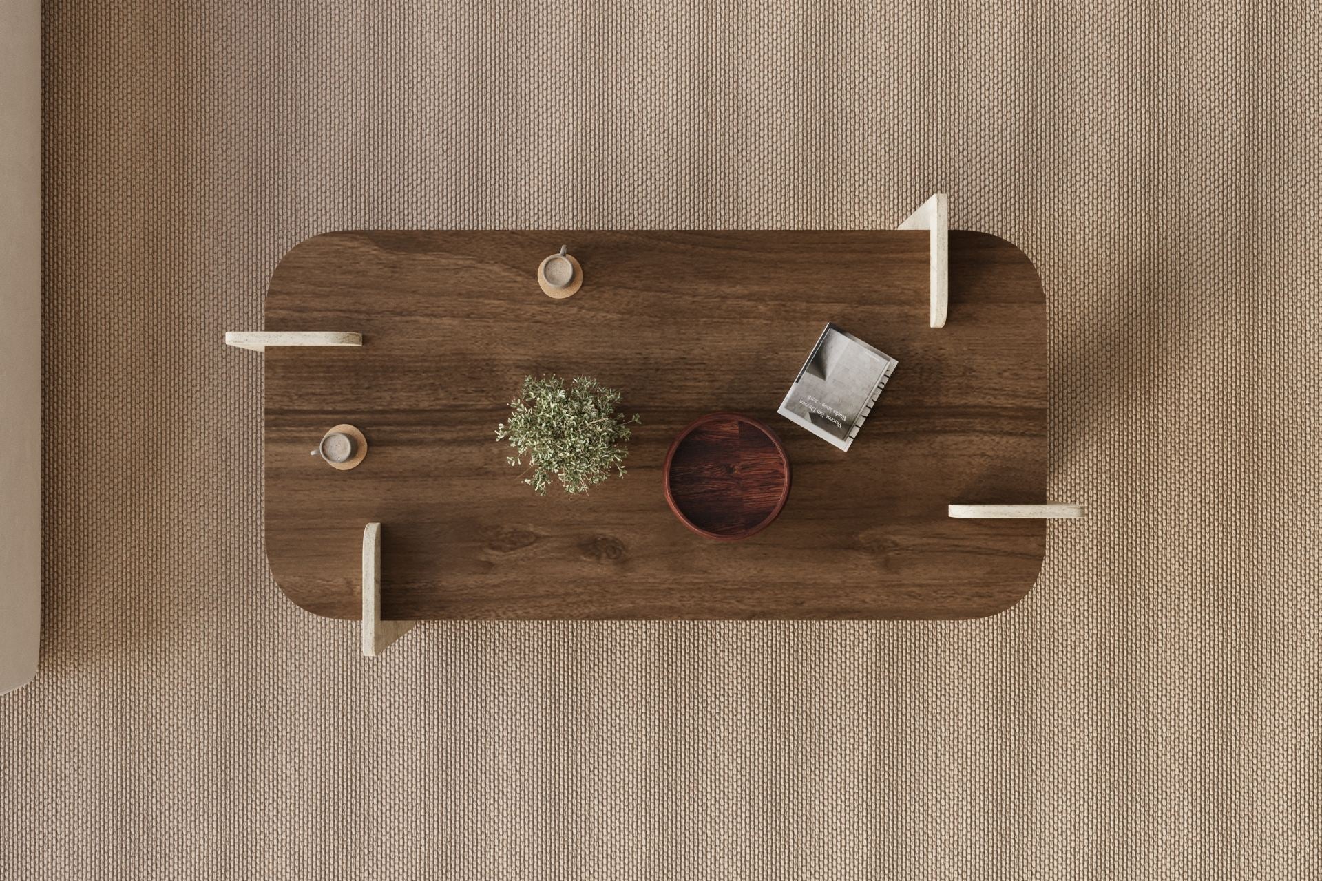 Leapiri - Table Basse - Walnut/Travertine