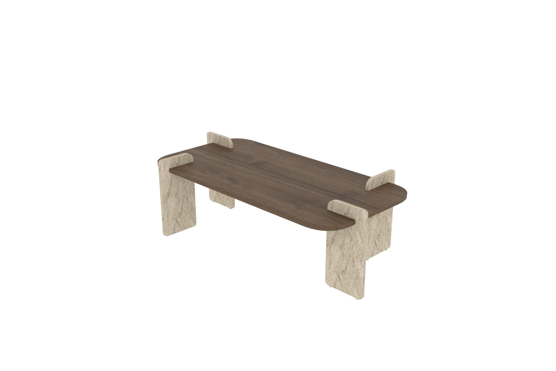 Leapiri - Table Basse - Walnut/Travertine